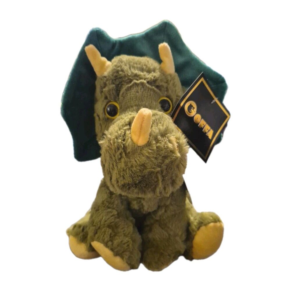 GOFFA Green TRICERATOPS 10" Dinosaur Sitting Plush NWT Original Tags Dino Toy